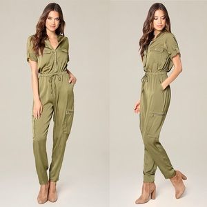 Bebe satin cargo jumpsuit 4 s